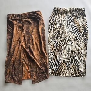 Animal Print Midi Skirts Set Of 2